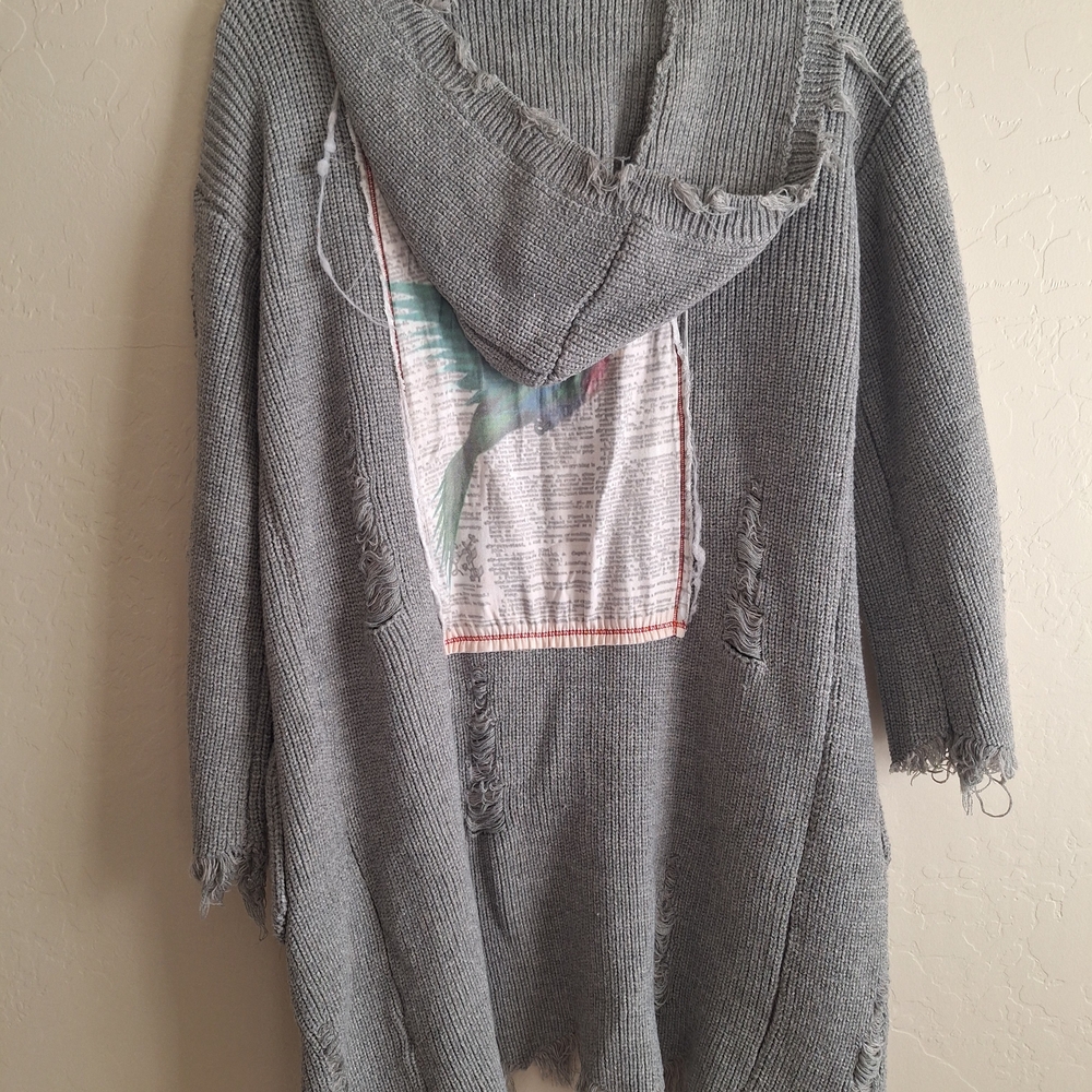 Stylish Gray Hooded Women's Cardigan